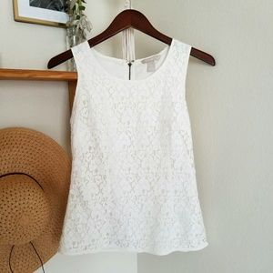 Banana Republic White Lace Tank Top Blouse
